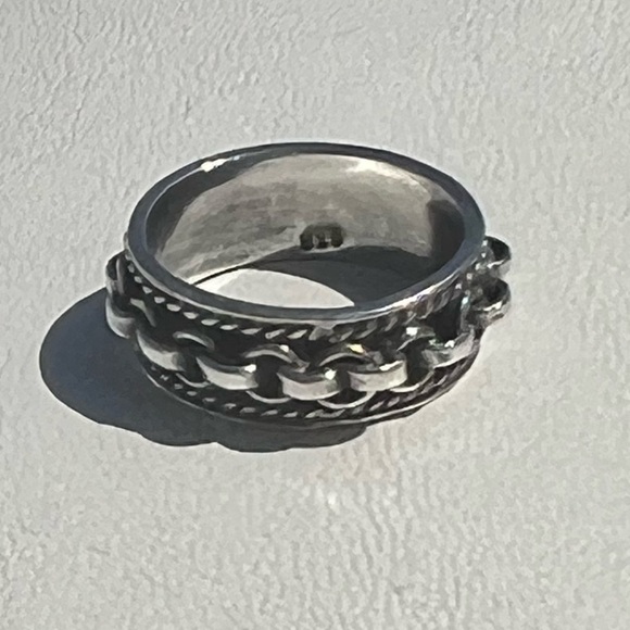 Vintage Sterling Silver Chain Link Ring - Picture 6 of 11